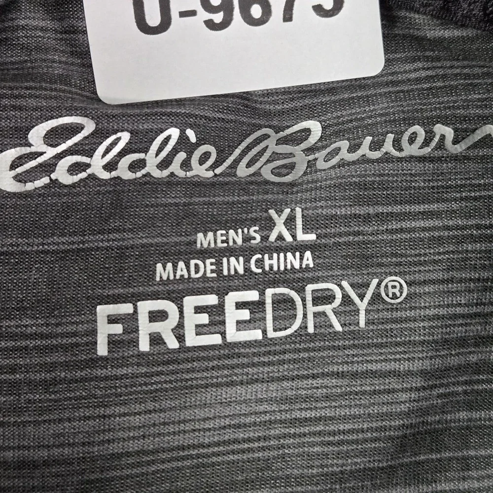 Eddie‎ Bauer Men Shirt XL Gray FREEDRY Activewear Gorpcore Zipper Logo Long